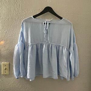 Blu pepper Light Blue Women's Peasant‎ Top Size Large